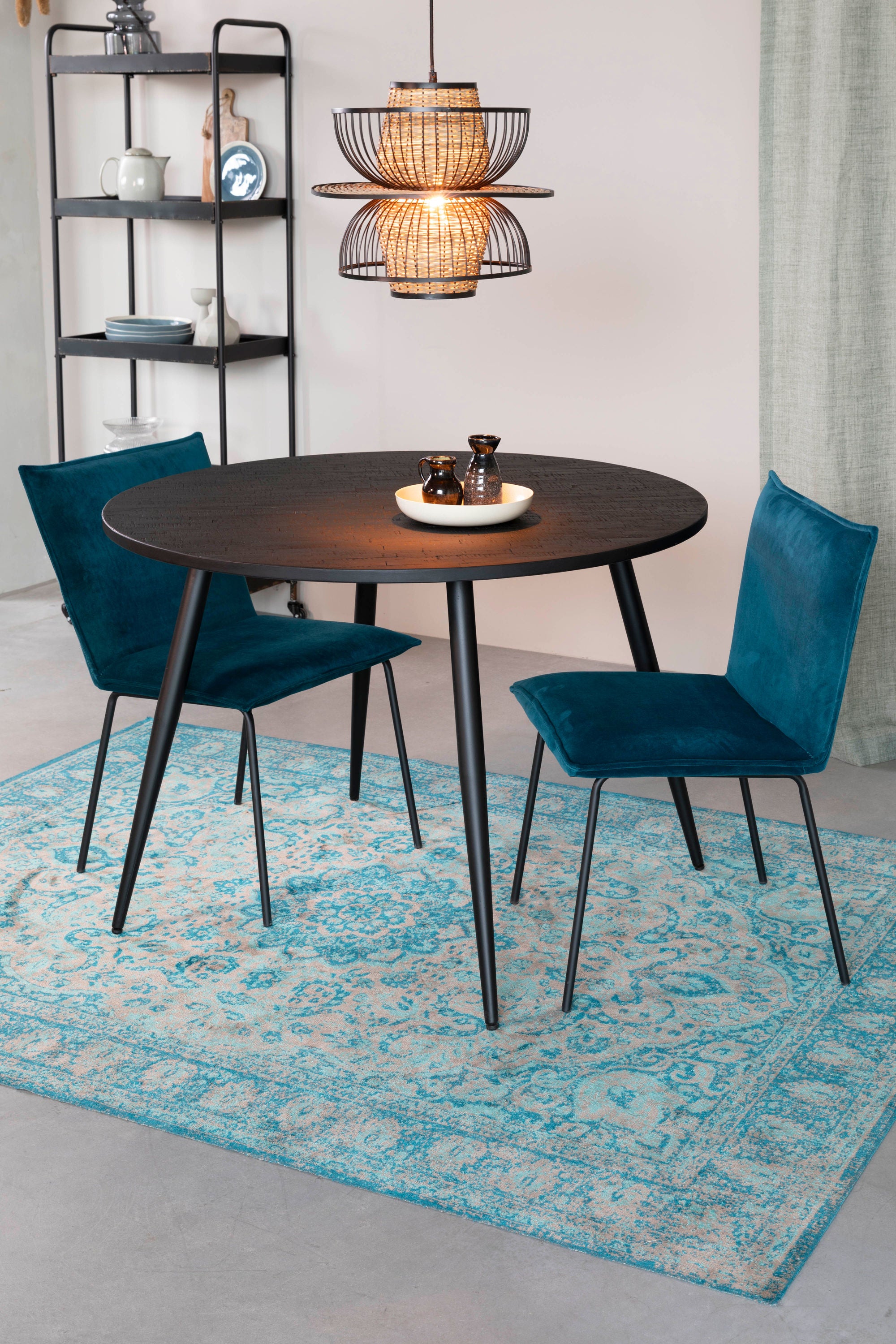 Carmen Black & Natural Rattan Pendant Lamp Large
